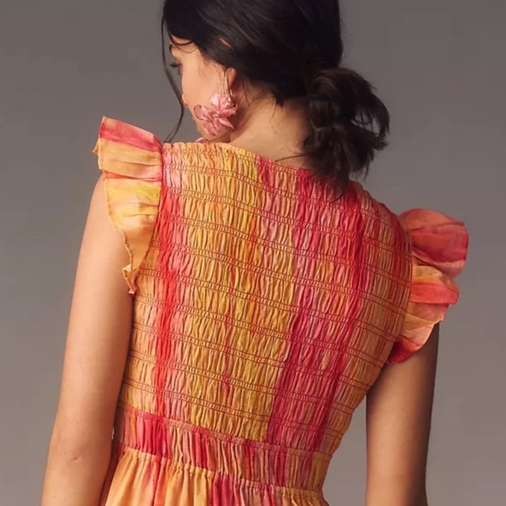 Anthropologie The Peregrine Midi Dress Pink Orange Maxi Size XS - Picture 6 of 16